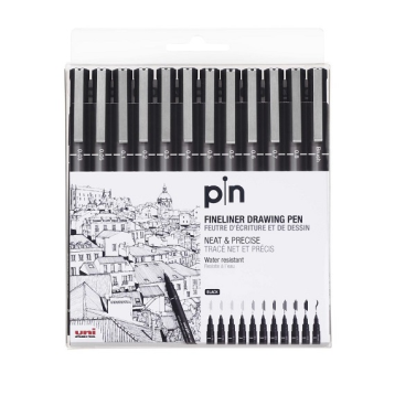 Caneta Nanquim Preto c/12 Unipin